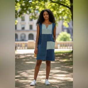 Patchwork Denim Dress